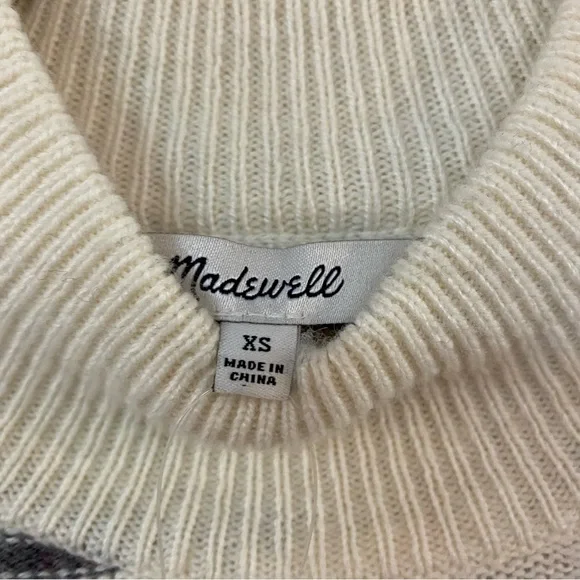 MADEWELL Strip Play Mock Neck Sweater Gray Stripes NWT Small - Picture 7 of 7